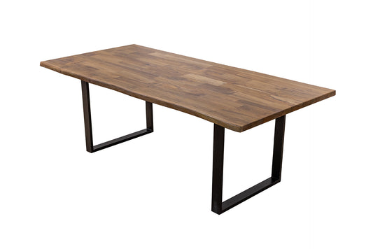 Teak Dining Table Live Edge 72x38" Brushed-textured, Autumn Finish