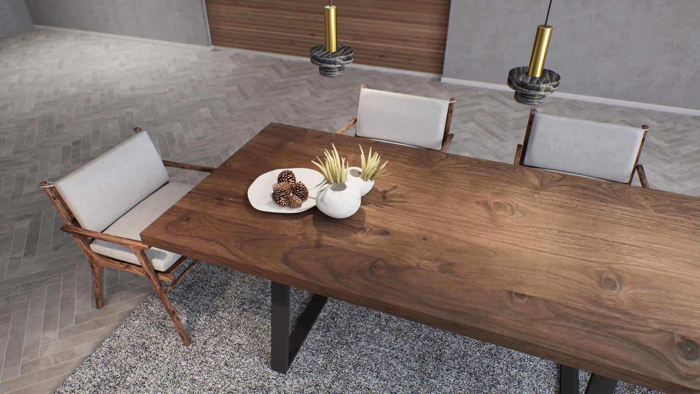 Teak Dining Table 60x38" Brushed-textured, Cocoa Finish