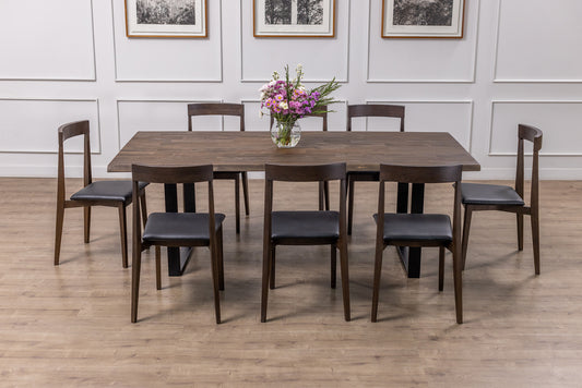 Teak Dining Table Live Edge 60x38" Brushed-textured, Cocoa Finish