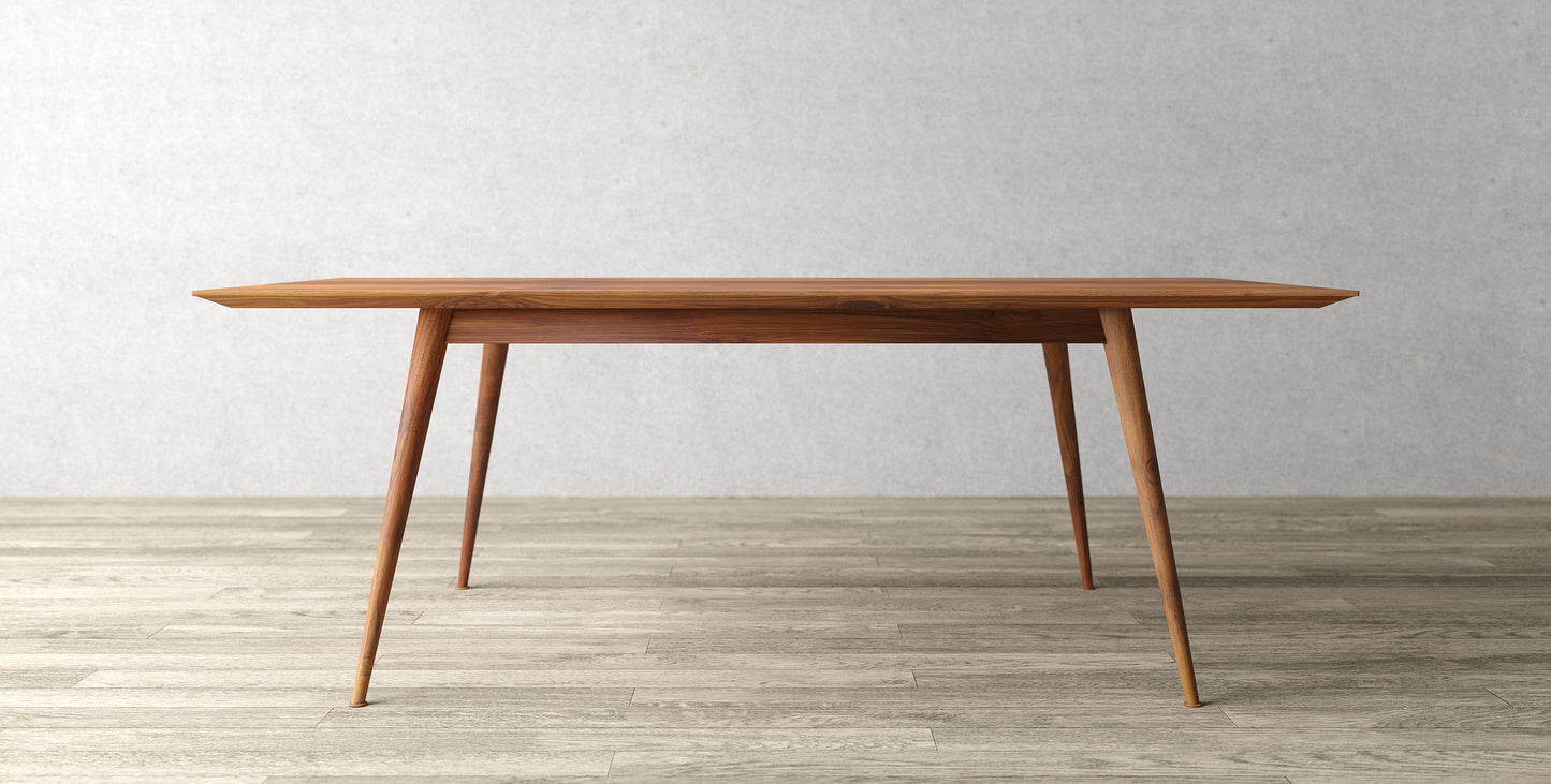 60x38" Chicago Teak Dining Table, Smooth-Textured Natural Finish