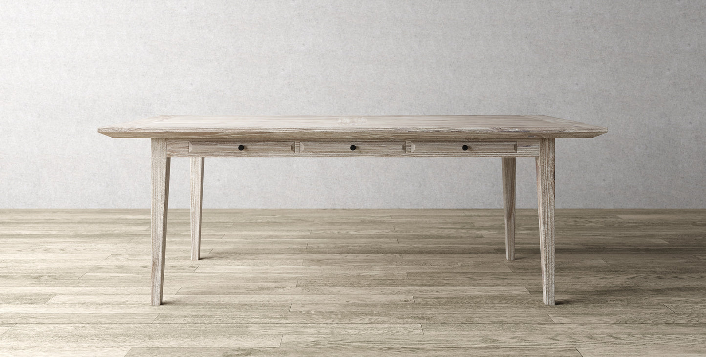 96x40" Solvang Oak Dining Table, Brushed-Texture Sun Bleached Finish