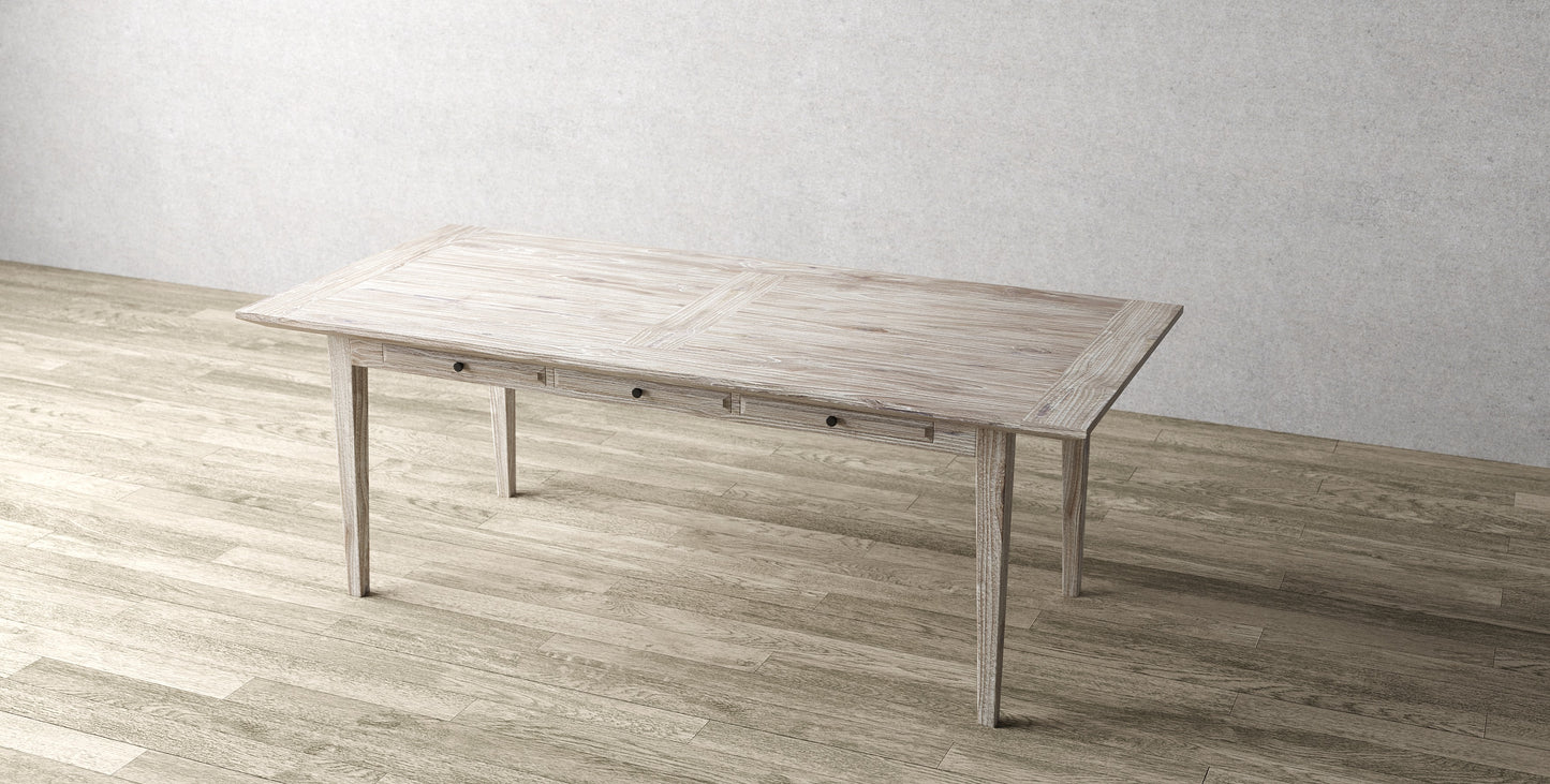 96x40" Solvang Oak Dining Table, Brushed-Texture Sun Bleached Finish