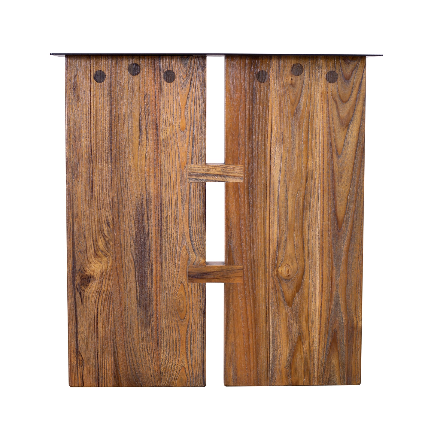 Teak Dining Table Live Edge 96x40" Brushed-textured, Natural Finish