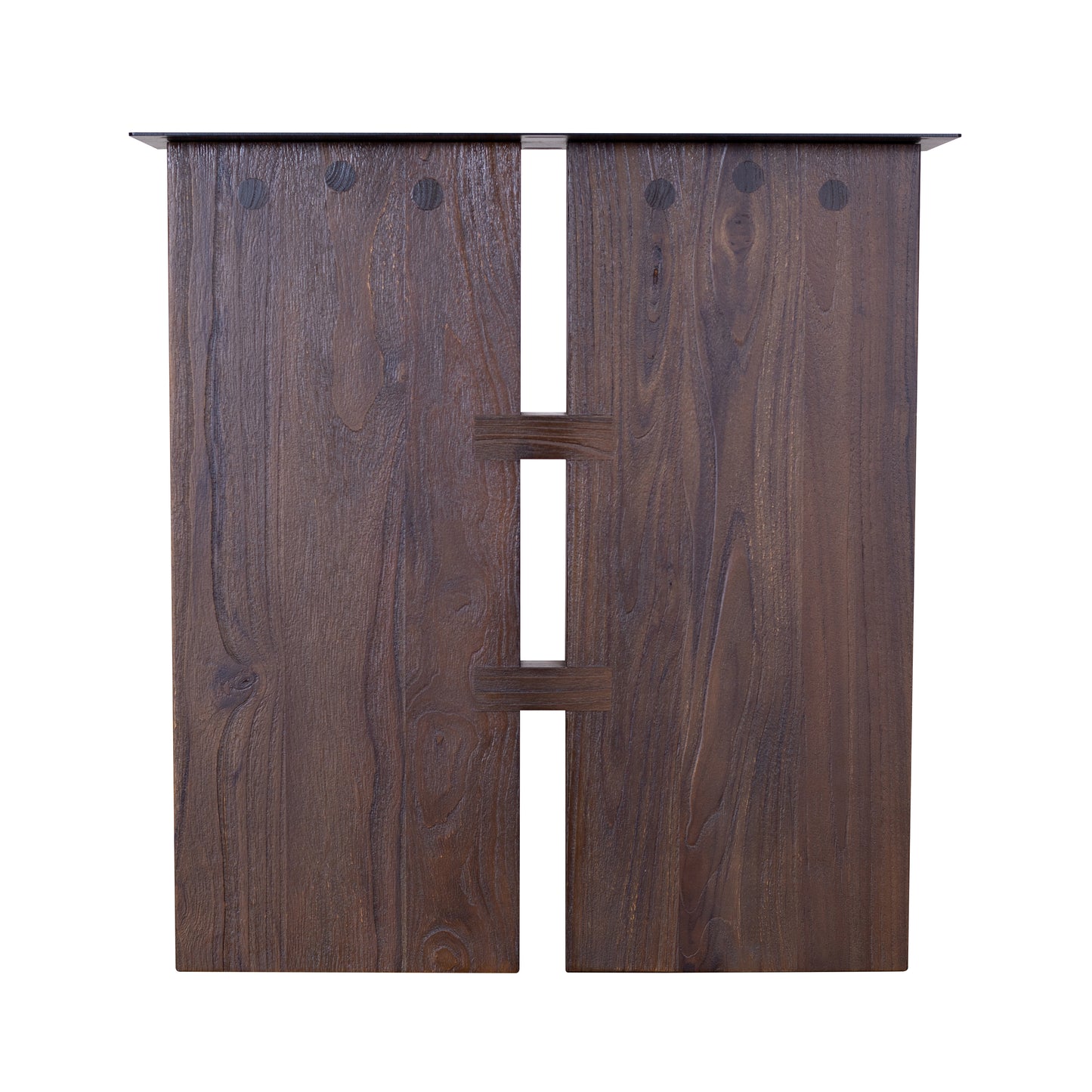 Teak Dining Table Live Edge 96x40" Brushed-textured, Natural Finish