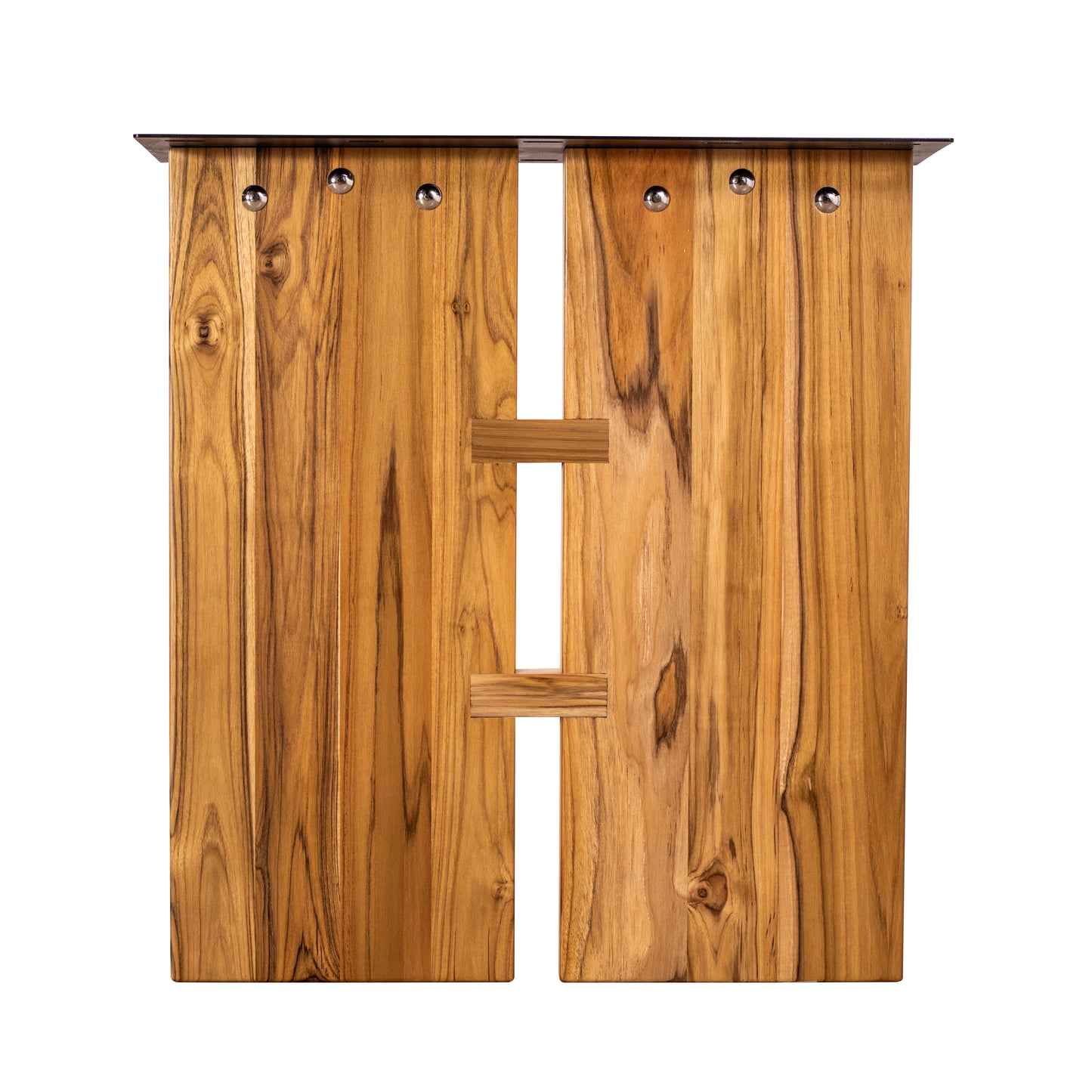 Teak Dining Table Live Edge 96x40" Brushed-textured, Natural Finish